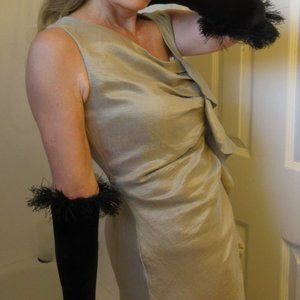Suzi Chin for Maggy Boutique, Silk Shantung Oyster Shimmer Dress, size 6P